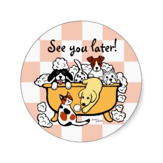 Happy Bath Time Yellow Labrador Cartoon Stickers