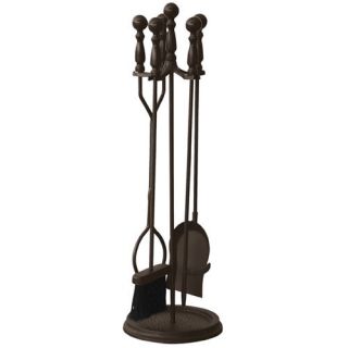 Uniflame 5 Piece Bronze Fireset with Ball Handles   Fireplace Tools