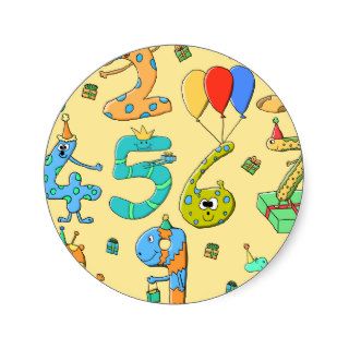 Birthday Numbers, on Yellow. Round Sticker