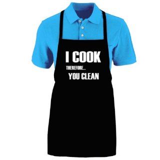 Funny "I COOK YOU CLEAN" Apron; One Size Fits Most   Medium Length Kitchen Aprons for Men, Women, Teen, & Kids (Unisex); Soft Cotton Polyester Mix with DuPont Teflon Fabric Protector. Great gift idea.  