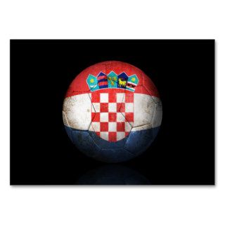 Worn Croatian Flag Football Soccer Ball Business Card Template