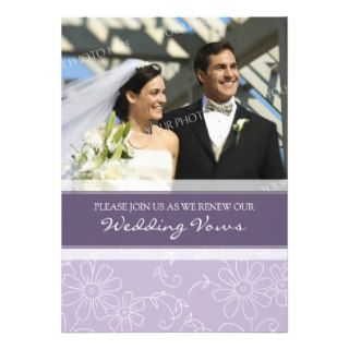 Purple White Photo Wedding Vow Renewal Invitations