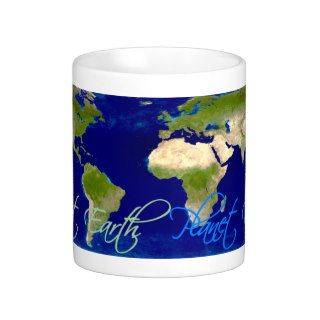 Flat Earth Planet green blue signature Mug