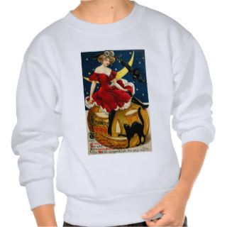Vintage Halloween Pinup Girl Pullover Sweatshirt