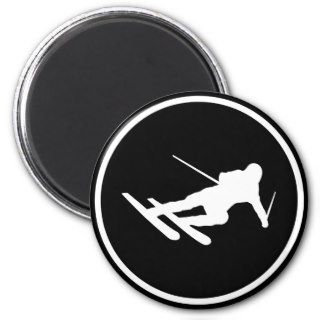 black ski skiing icon downhill magnets