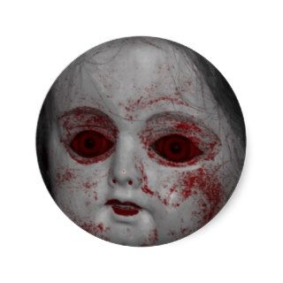 Pale Skin Doll With Blood Red Eyes Round Stickers