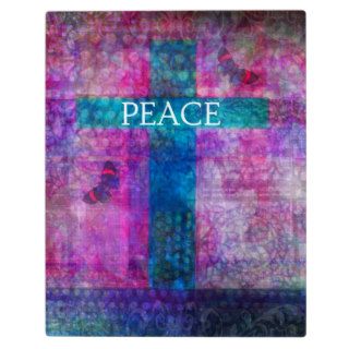 PEACE CROSS Contemporary Christian art Display Plaque