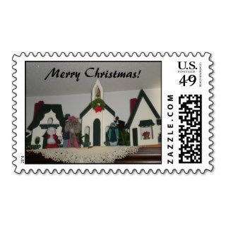 Wooden Cutout Christmas Village Postage