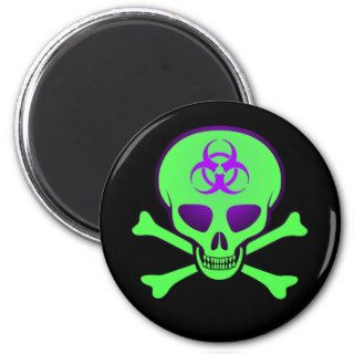 Green Biohazard Skull Magnet
