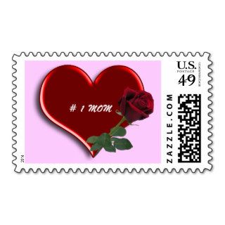 3d Glass Hearts Long Stem Red Rose Postage