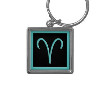 Aries Aqua Zodiac Design Premium Keychain