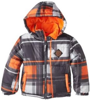 Big Chill Toddler Boys Warm Plaid Printed Puffer Winter Jacket Coat 4T Charcoal Clothing