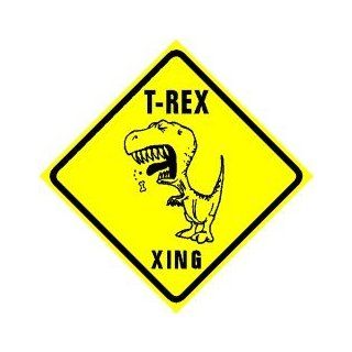 T REX CROSSING sign * dinosaur caution animal   Yard Signs