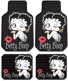 Betty Boop Timeless Design Kissy Face w/ Red Lips Front & Rear Car Truck SUV Seat PlastiClear Floor Mats Automotive
