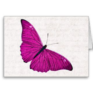 Vintage 1800s Fuchsia Hot Pink Butterfly Template Cards