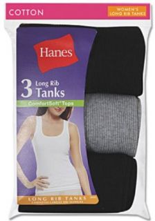 Hanes Women's Ribbed Tank   P3 Basic Assortment 2XL Undershirts