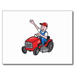 Farmer Driving Ride On Mower Tractor Postcard