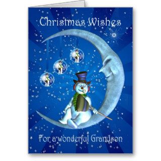 grandson christmas card with snowman