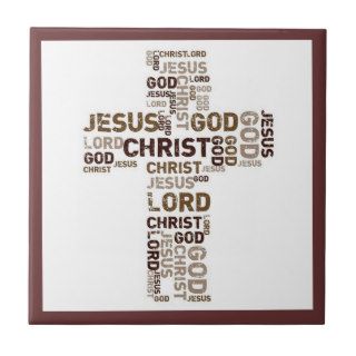 Jesus, Christ, God, Lord, Word Cloud In Cross Tile