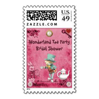 Pink Mad Hatter Wonderland Tea Party Bridal Shower Postage
