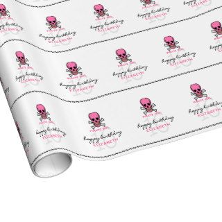 Pirate Girl Skull Personalized 16th Birthday Gift Wrapping Paper