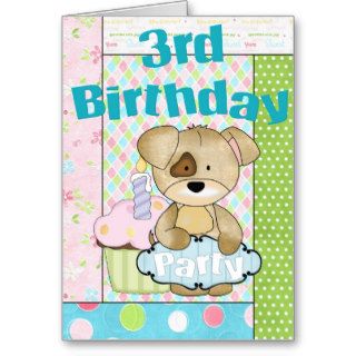 Little Puppy Custom 3rd Happy Birthday Party Card
