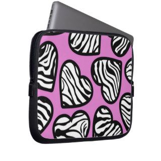 Purple Zebra hearts Laptop Sleeve