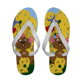 Whimsical Cartoon Mouse with Heart Shaped Cheese Sandals