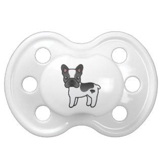 Black Piebald Cartoon French Bulldog Baby Pacifier
