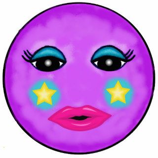 Cute Fantasy Purple Moon Face Stars Photo Sculpture