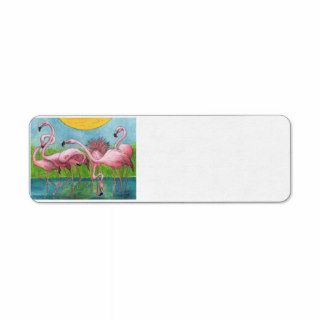 Pink Flamingo Flock Art Custom Address Labels Fun