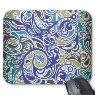 Royal Blue Abstract Swrils Mousepads