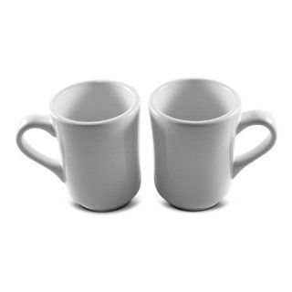8 Oz. (Ounce) White Diner Style Coffee Mug, Coffee Mugs, Coffee Bar Cups, Restaurant Quality   Two (2) Sets Kitchen & Dining