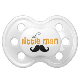 Orange Oh Little Man Mustache Baby Pacifier