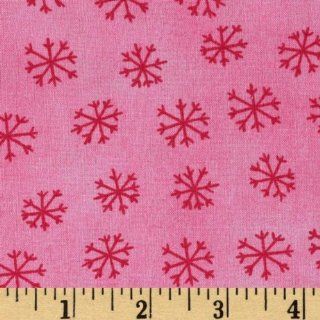44'' Wide Snow Much Fun Snowflake Pink Fabric By The Yard