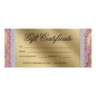 Gift Certificates Tanning Salon Jewelry Pink Gold Custom Rack Card