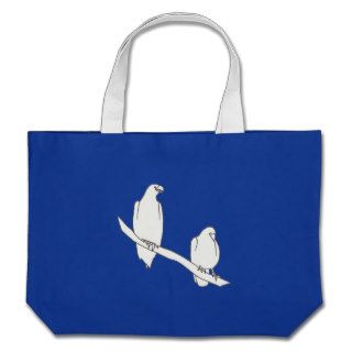 Outline Art Drawing of Two Birds on a Branch Bags