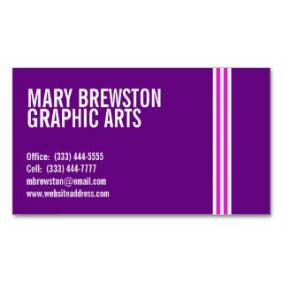 Professional Pink Stripes Business Cards in Purple