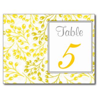 Cute yellow autumn fruits Table Number Postcard