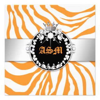 311 Zebra Tique Diamonds n' Kisses Orange Invites