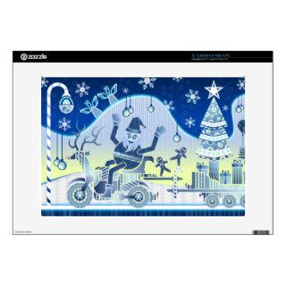 Santa Claus Carting Gifts Over a Snowy Landscape 15" Laptop Decal