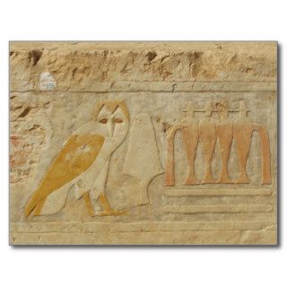 Owl Hieroglyph Detail, Hatshepsut Temple, Egypt Postcards