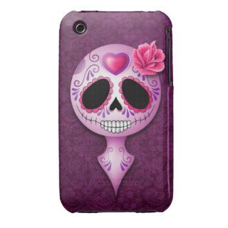 Cute Purple Sugar Skull Case Mate iPhone 3 Case