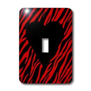 3dRose LLC lsp_54177_1 Red N Black Zebra with Black Heart N Letter E Single Toggle Switch   Switch Plates  