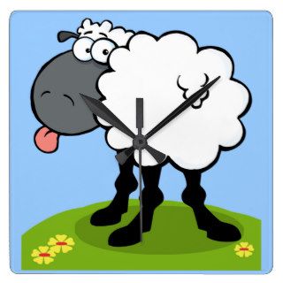 funky sheep sticking out tongue clock
