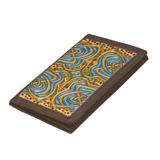 Safari Jungle Skin with Liquid Gold & Blue Design Tri fold Wallets