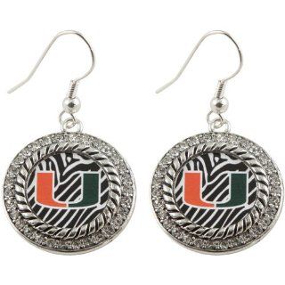 NCAA Miami Hurricanes Women's Zebra Twisted Rope Earrings  Sports Fan Earrings  Sports & Outdoors