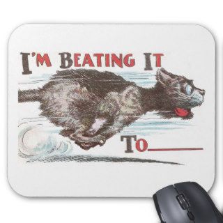 Funny Cat on the Run Mouse Pads