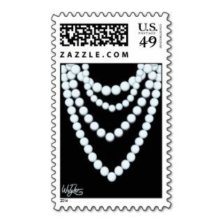 Pearl Necklace Black Postage Stamp