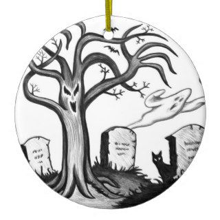 Scary Trees in a Cemetery Christmas Tree Ornaments
